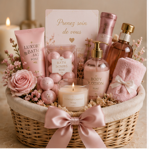 Panier Spa Rose Élégance